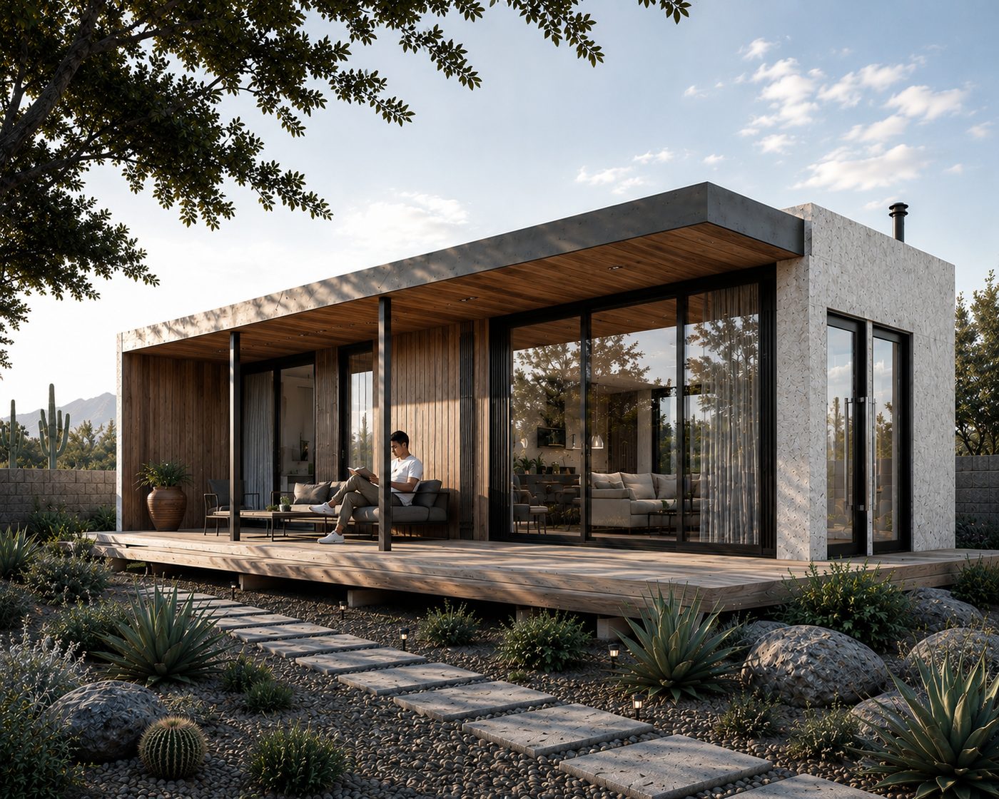 One-bedroom ADU exterior, desert modern