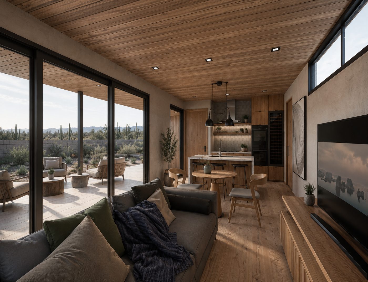 One-bedroom ADU living and kitchen