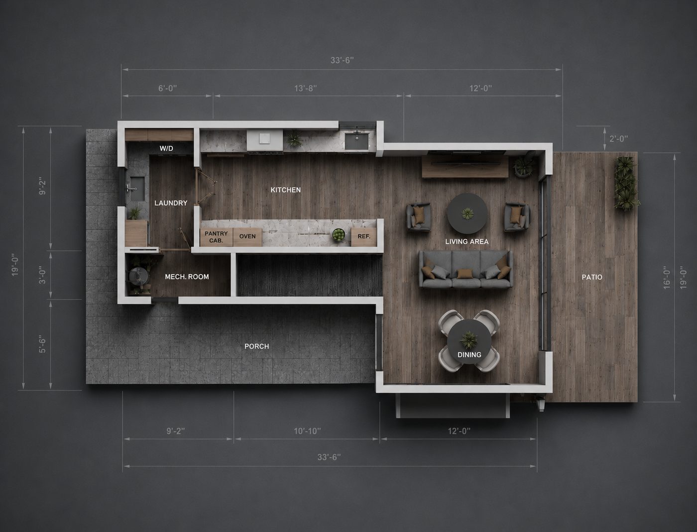 Two-level ADU ground floor plan