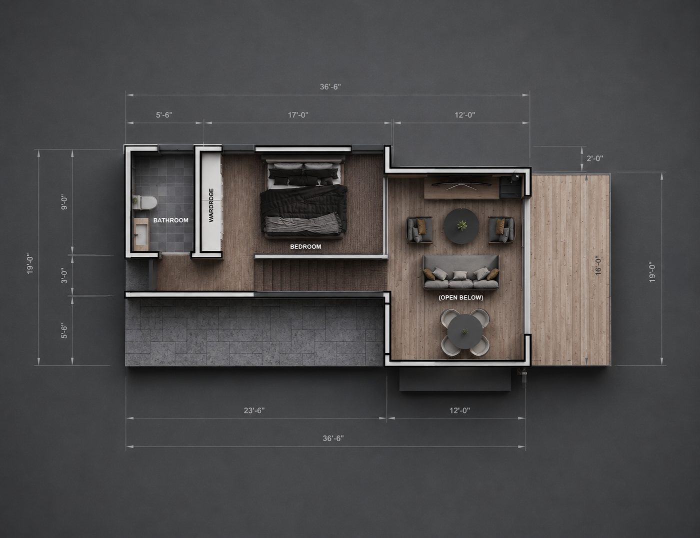 Two-level ADU second floor plan