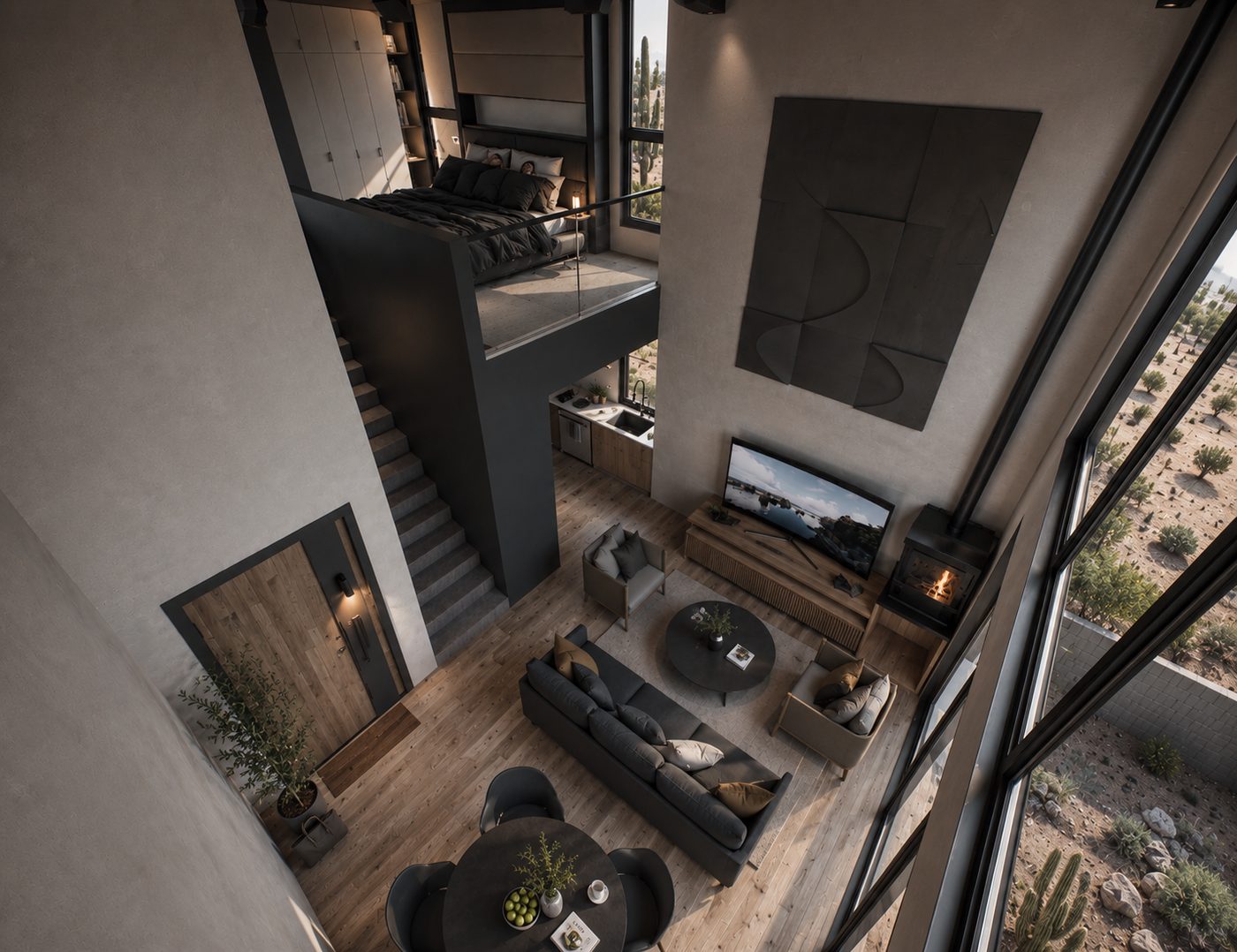 Two-level ADU main living area