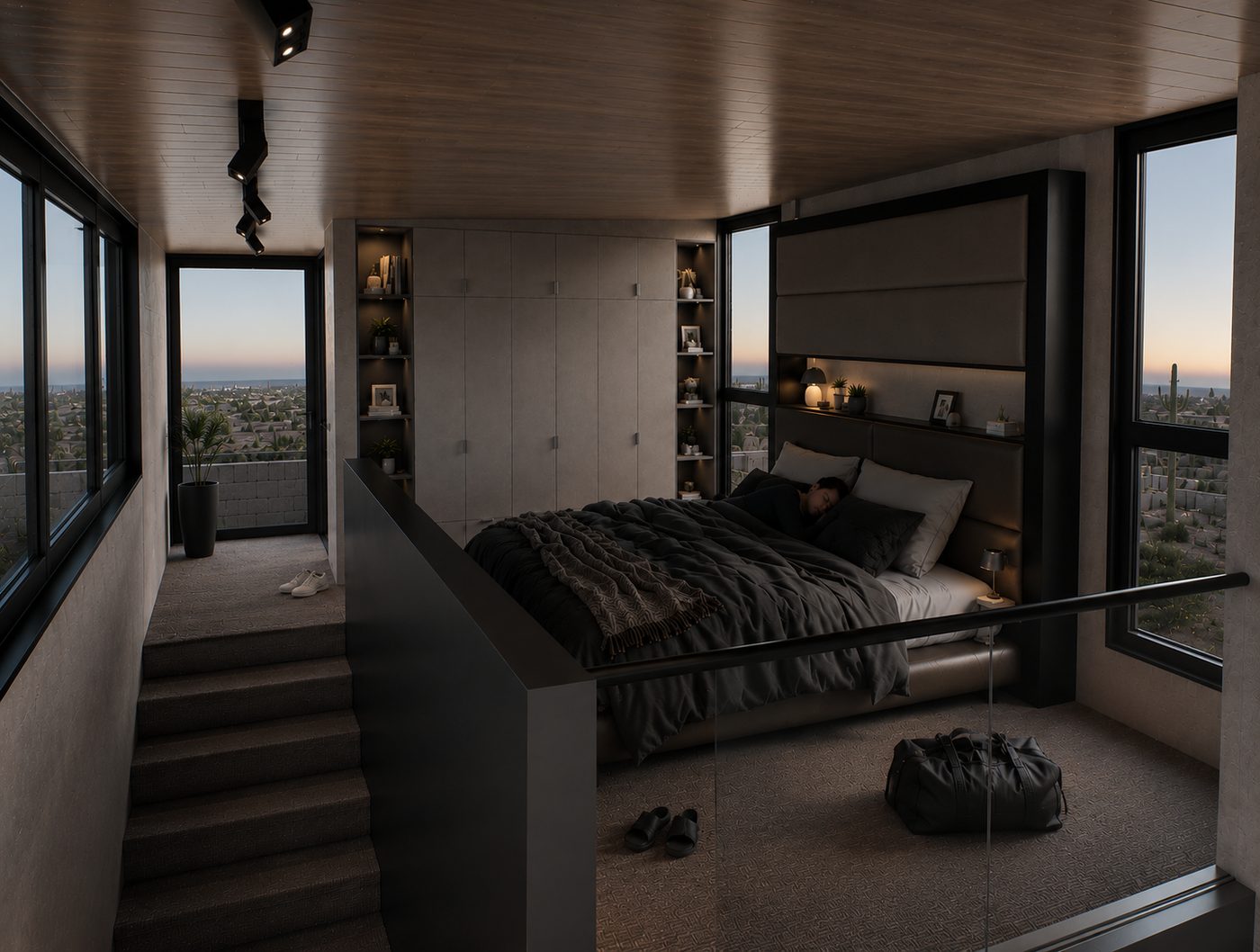 Two-level ADU loft bedroom