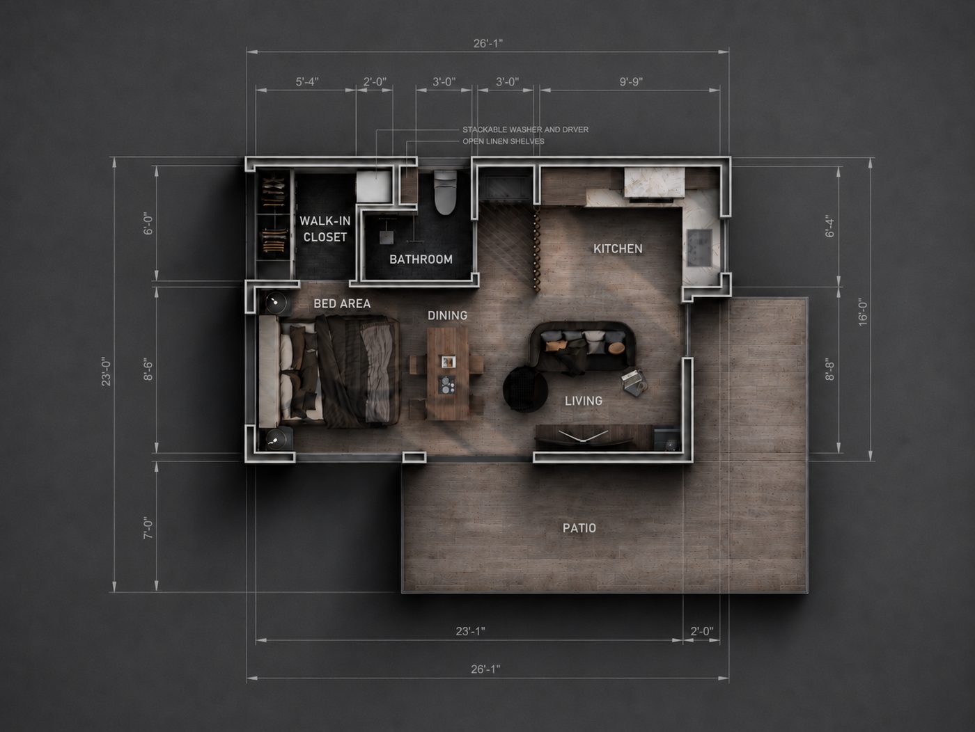 Studio casita floor plan